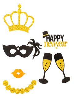 Party elements with white background. Happy new year concept.