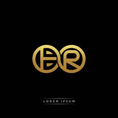 BR initial letter linked circle capital monogram logo modern template silver color version