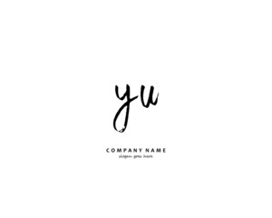 YU Initial handwriting logo vector