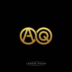 AQ initial letter linked circle capital monogram logo modern template silver color version