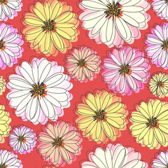 Flower seamless pattern background. Vector illustration.