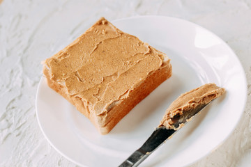 peanut butter sandwich. Healthy and tasty breakfast or snack.