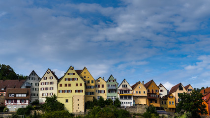 Fototapeta na wymiar Germany, Colorful houses of old town of black forest village horb am neckar