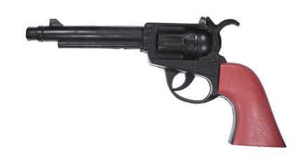 Isolated picture of a toy revolver on white background