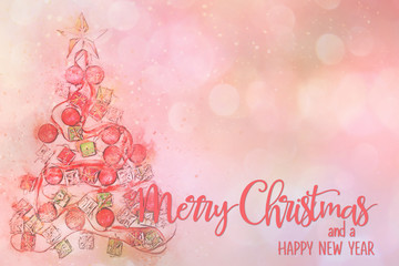 Fototapeta na wymiar Pretty Pink Christmas and New Year Holiday background with seasonal quote. Perfect for social media influencers and bloggers.