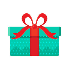 Gift box, present in vector. Gift in flat style on white background. Happy new year decoration. Collection for Birthday, Christmas. New year ornament. Vector icon gift. Beautiful present box