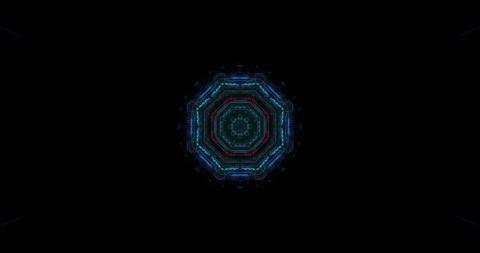 Seamless loop of abstract Large Hadron Collider. Speed portal. Data science. Big Data and Flow of digital network. Analysis system and processings. Particle Collision and Blackhole. 3D render