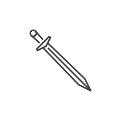 Sword vector icon in thin line style on white background
