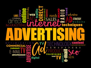 ADVERTISING word cloud, creative business concept background