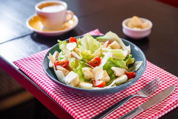 Greek salad with fresh vegetables, feta cheese