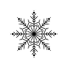 black flat outline snowflake icon isolated on white. New Year pictogram.