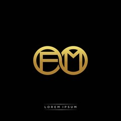 FM initial letter linked circle capital monogram logo modern template silver color version