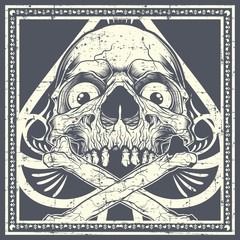 grunge style skull with crossbones.