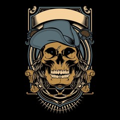 skull cross bone with hat