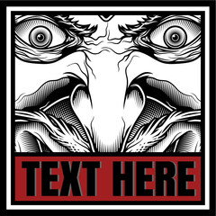 demon with text hand drawing vector