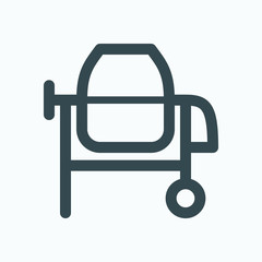 Concrete mixer isolated icon, cement mixer linear vector icon