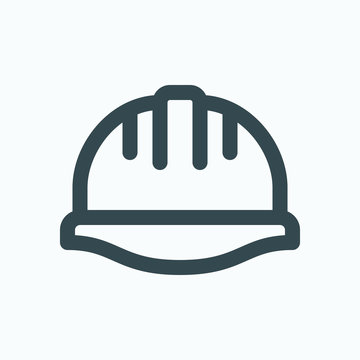 Construction Helmet Isolated Icon, Hard Hat Linear Vector Icon