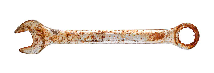 A wrench for fixing rusted cars on a white background