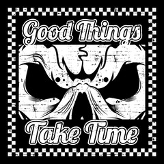 grunge style skull retro,vintage,detail hand drawing