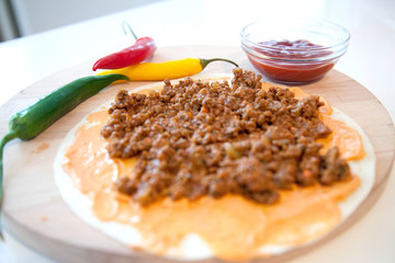 Delicious tortillas on kitchen table