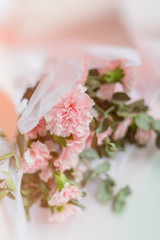 Beautiful carnation bouquet on white background