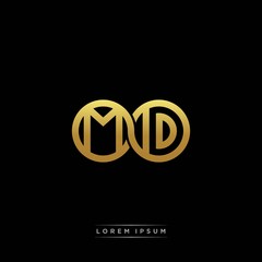 MD initial letter linked circle capital monogram logo modern template silver color version