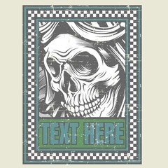 Obraz premium skull retro,vintage,detail hand drawing