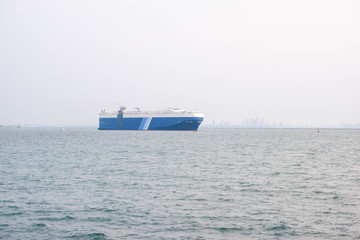 Cargo ships are traveling to import and export products.