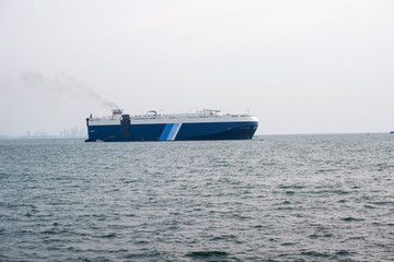 Cargo ships are traveling to import and export products.