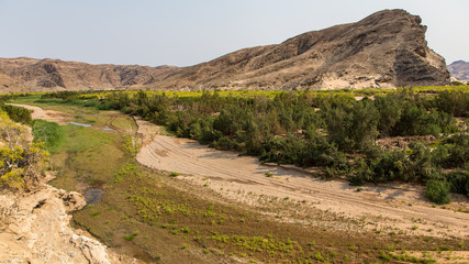 The bed of the Hoanib River seen from a mound on the shoreline