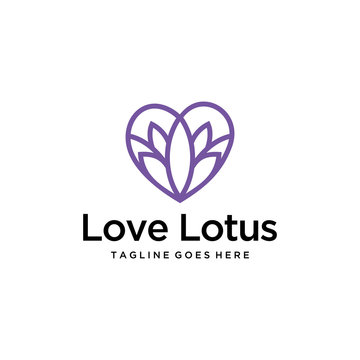 Colorful Artistic Lotus Flower Logo Design Inspiration With Heart Sign