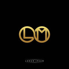 LM initial letter linked circle capital monogram logo modern template silver color version