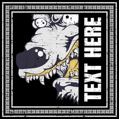 Obraz premium Angry Wolf Face.vector hand drawing