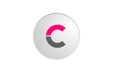 pink and grey alphabet letter c in a circle for logo icon design