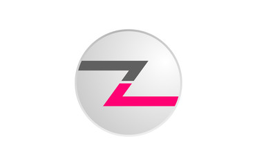 pink and grey alphabet letter z in a circle for logo icon design