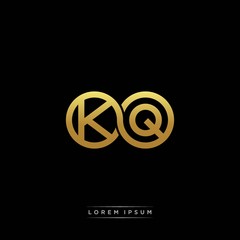 KQ initial letter linked circle capital monogram logo modern template silver color version