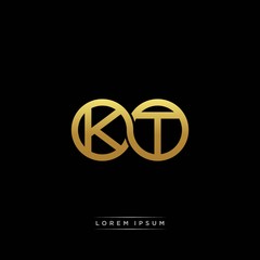 KT initial letter linked circle capital monogram logo modern template silver color version