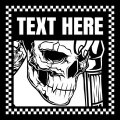 skull retro,vintage,detail hand drawing