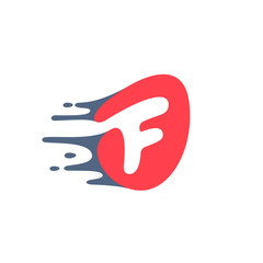 Letter F logo with fast speed water, fire, energy lines.