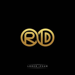 RD initial letter linked circle capital monogram logo modern template silver color version
