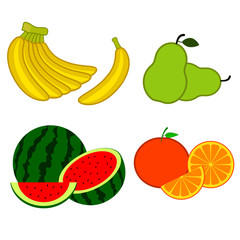 set of fruits isolated on white background