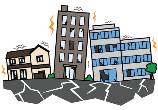 地震で建物が揺れる