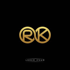 RK initial letter linked circle capital monogram logo modern template silver color version