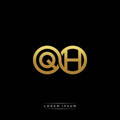 QH initial letter linked circle capital monogram logo modern template silver color version