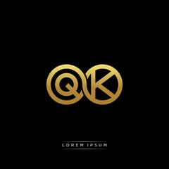 QK initial letter linked circle capital monogram logo modern template silver color version