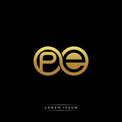 PE initial letter linked circle capital monogram logo modern template silver color version