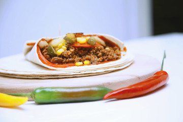 Delicious tortillas on kitchen table