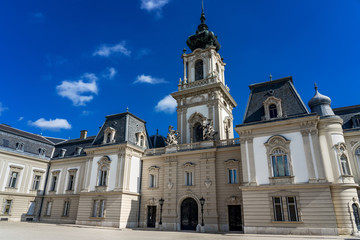 Fototapeta na wymiar Beautiful baroque Festetics Castle building in Keszthely Hungary close up
