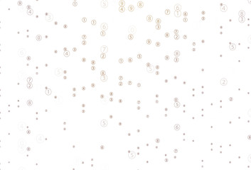 Light Red, Yellow vector background with signs of numerals.