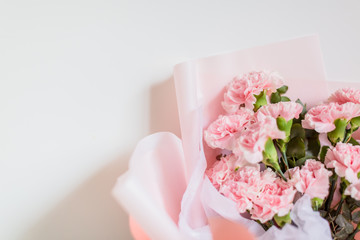 Beautiful carnation bouquet on white background